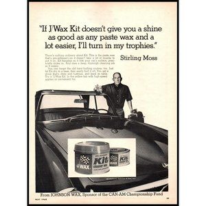 1968 Johnson Wax J/Wax Stirling Moss Muscle Car Vintage Print Ad Wall Art Decor